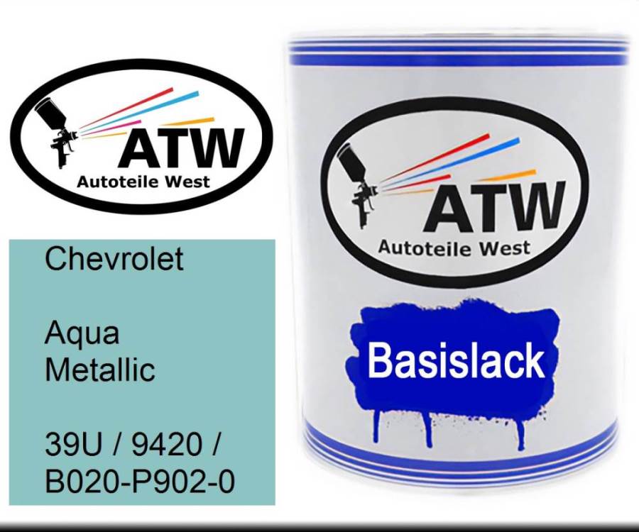 Chevrolet, Aqua Metallic, 39U / 9420 / B020-P902-0: 1L Lackdose, von ATW Autoteile West.